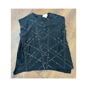 Artelier by Nicole Miller VTG 90's Embellished Sequin Top Black Women Sz M